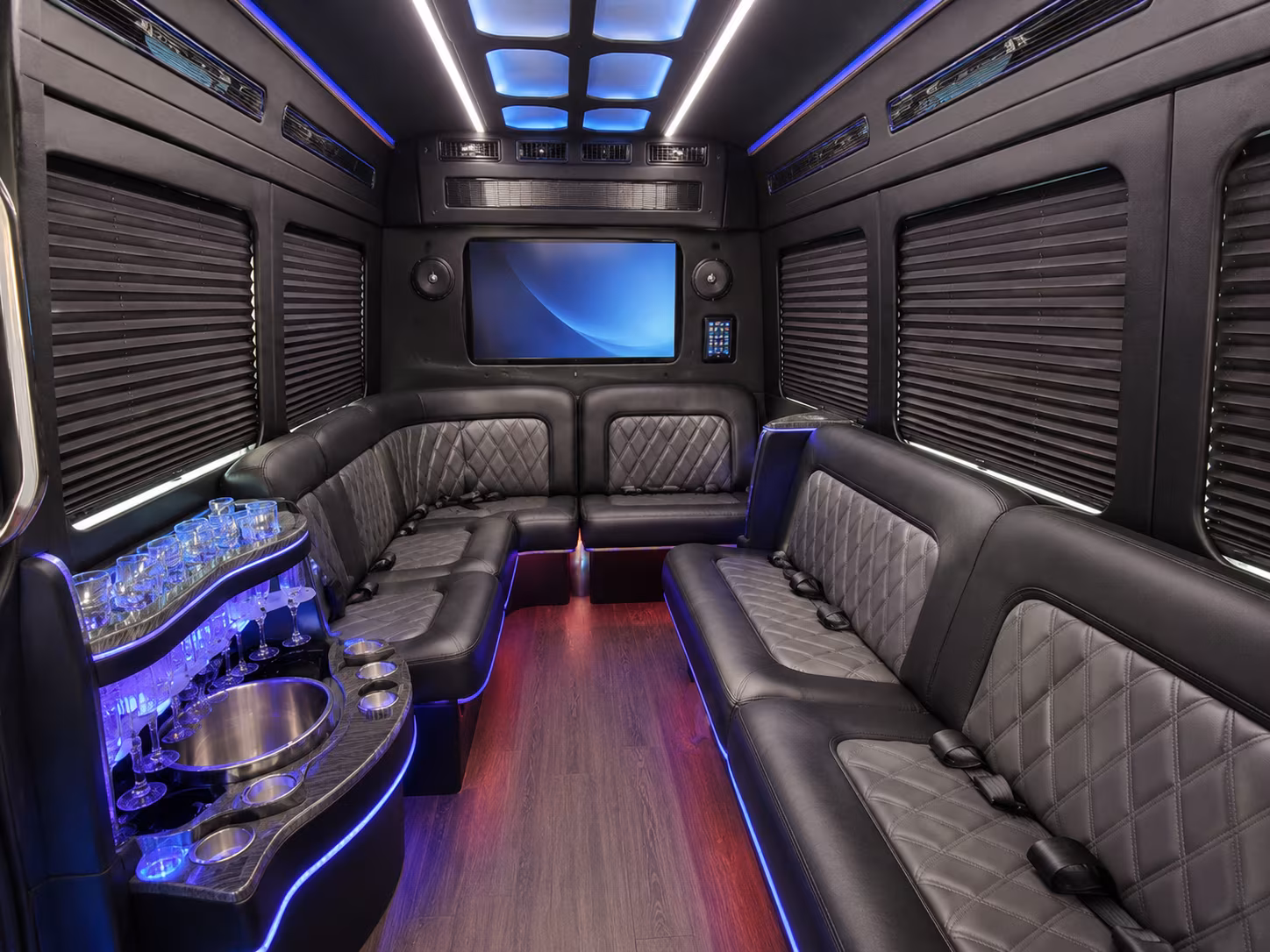 san angelo 50 passenger party bus inside